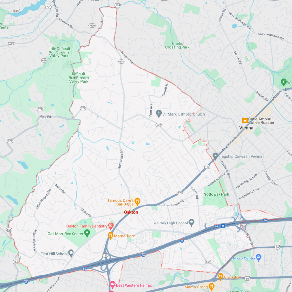 Oakton, Virginia Limo Service Area Map